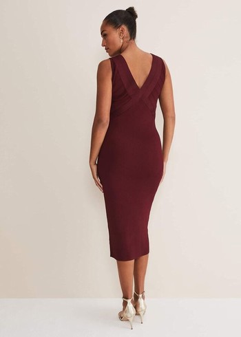 Phase Eight Fressia Cut Out Bandage Dress Burgundy USA | 1906487-UC